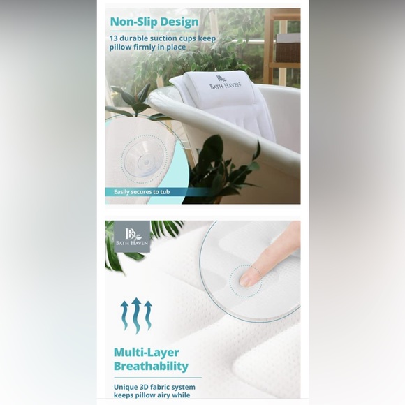 NWOT Bath Haven Bath Pillow for Bathtub - Picture 11 of 13